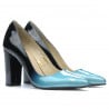 Damen elegante Schuhe 1261 Lack Blau+Schwarz
