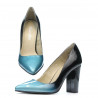 Damen elegante Schuhe 1261 Lack Blau+Schwarz