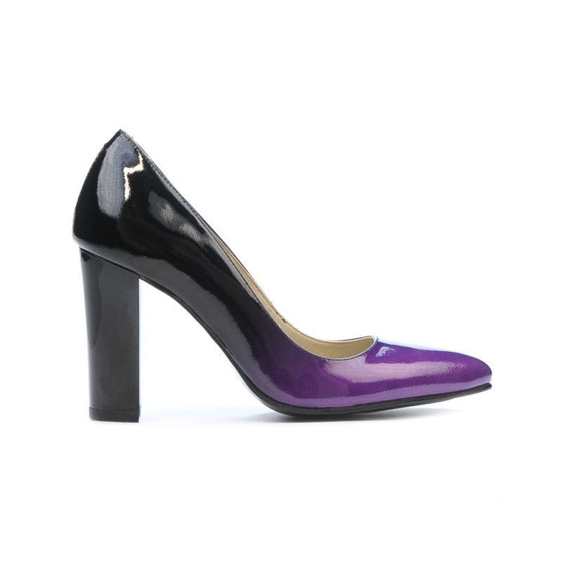 Elegante Damenschuhe 1261 Lack lila+schwarz