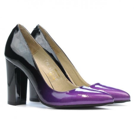 Elegante Damenschuhe 1261 Lack lila+schwarz