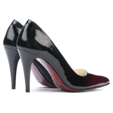 Elegante Damenschuhe 1246 Lack Bordeaux+Schwarz