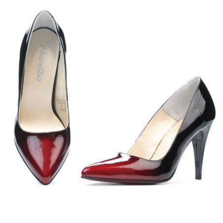 Elegante Damenschuhe 1246 Lack Bordeaux+Schwarz
