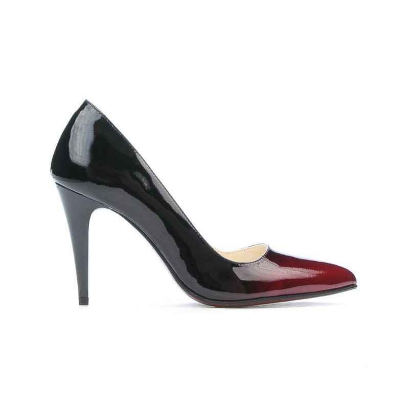 Elegante Damenschuhe 1246 Lack Bordeaux+Schwarz