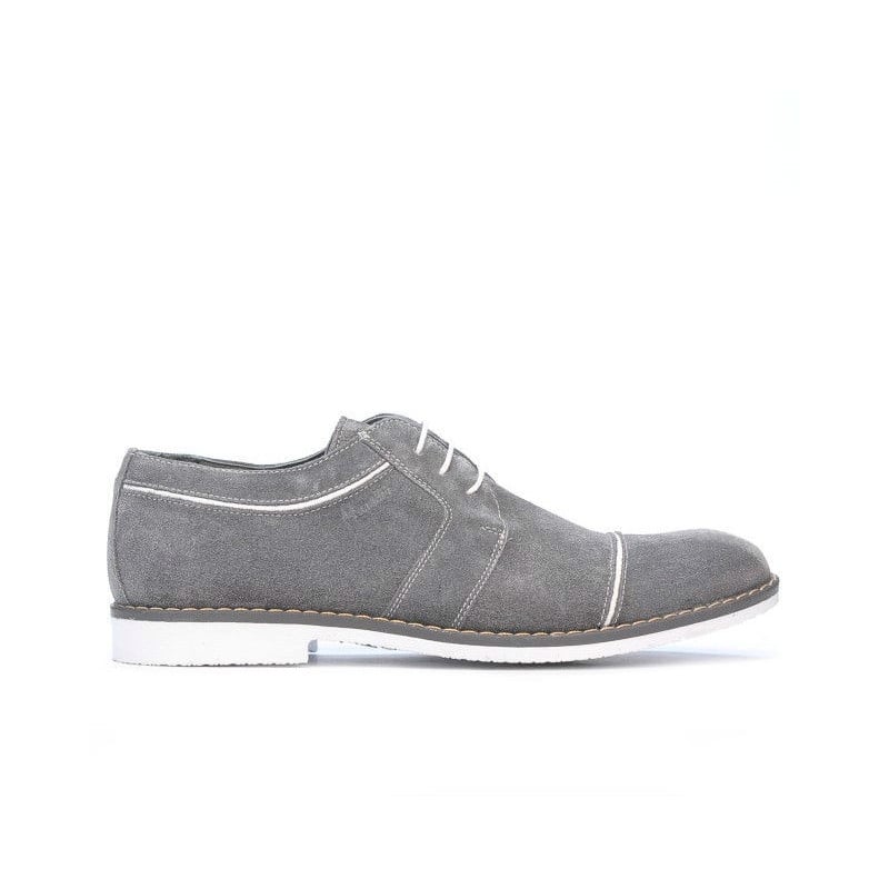 Herren Freizeitschuhe / elegante Schuhe 749 grauer Velours+weiß