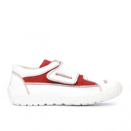 Kinderschuhe 107 weiß+rot Velours