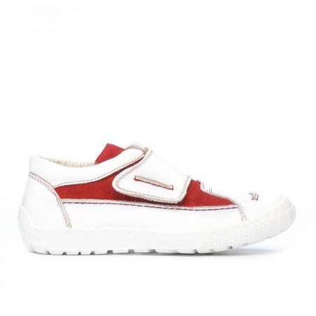 Kinderschuhe 107 weiß+rot Velours