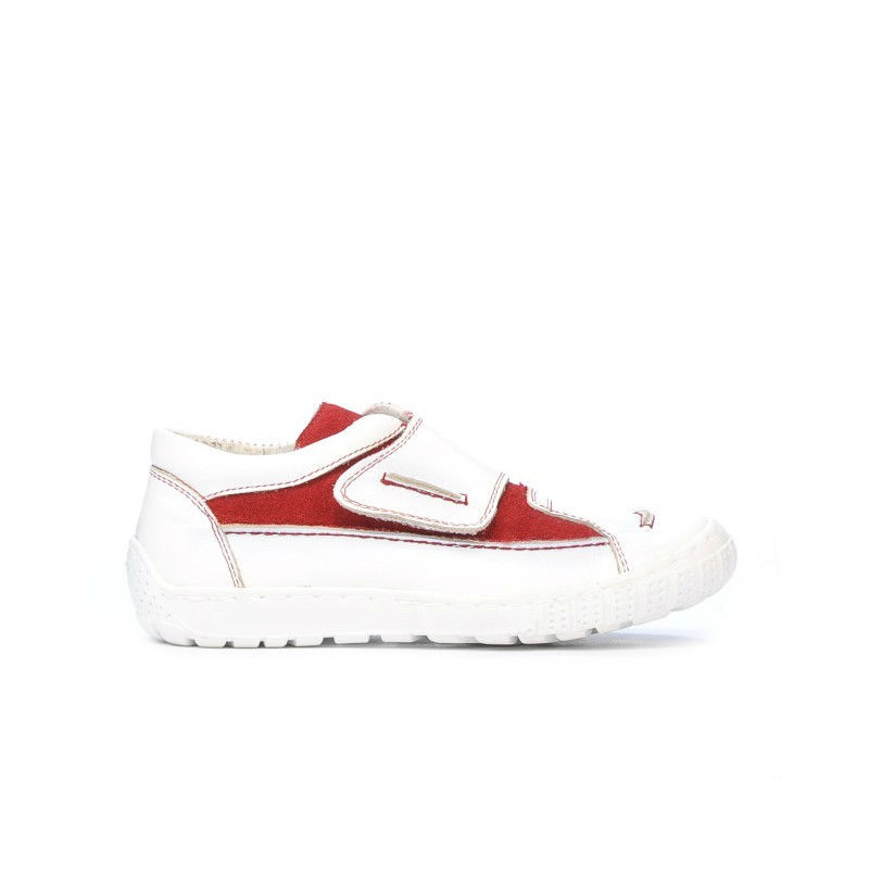 Kinderschuhe 107 weiß+rot Velours