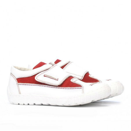 Kinderschuhe 107 weiß+rot Velours