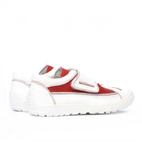 Kinderschuhe 107 weiß+rot Velours