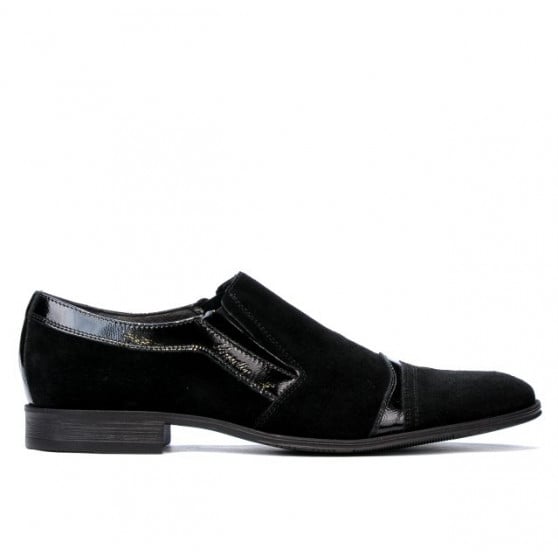 Elegant Schuhe 796 Schwarz Velours kombiniert