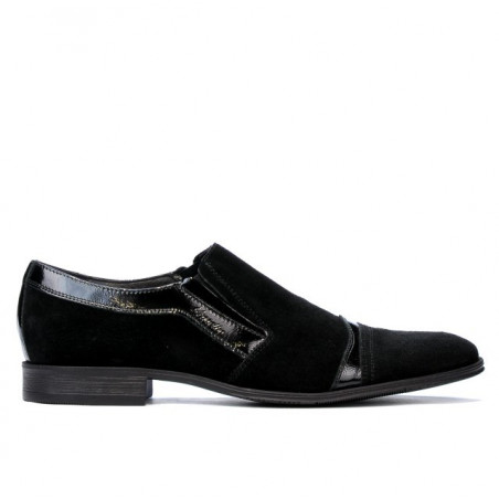 Elegant Schuhe 796 Schwarz Velours kombiniert