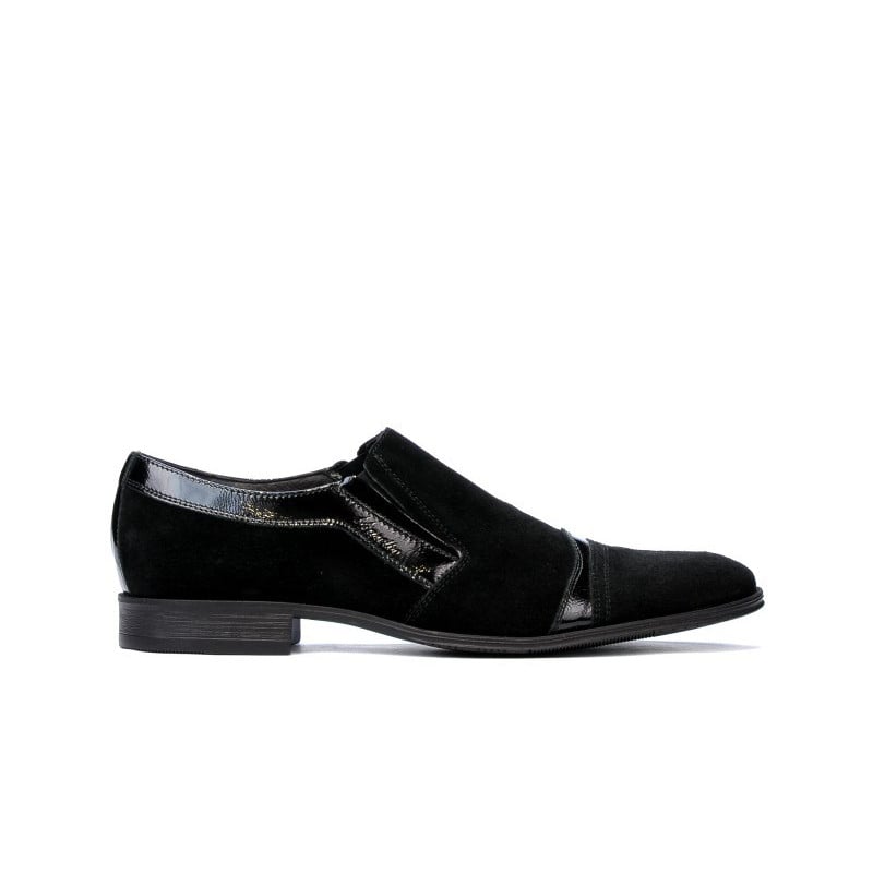Elegant Schuhe 796 Schwarz Velours kombiniert