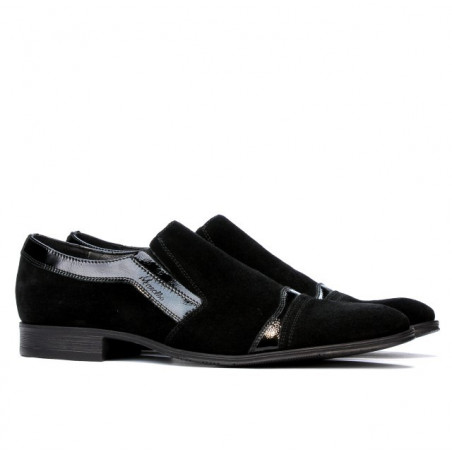 Elegant Schuhe 796 Schwarz Velours kombiniert