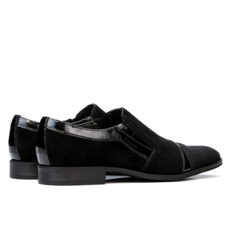 Elegant Schuhe 796 Schwarz Velours kombiniert