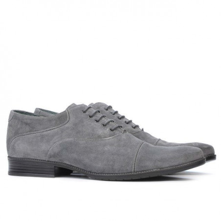 Freizeitschuhe / elegante Herrenschuhe 738 grau Veloursleder