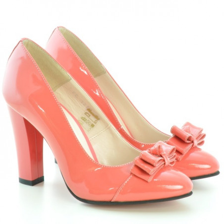 Elegante Damenschuhe 1226 aus Korallenrot Lackleder