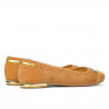 Damen-Ballerinas 632p, perforiertes braunes Büffelleder