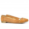 Damen-Ballerinas 632p, perforiertes braunes Büffelleder