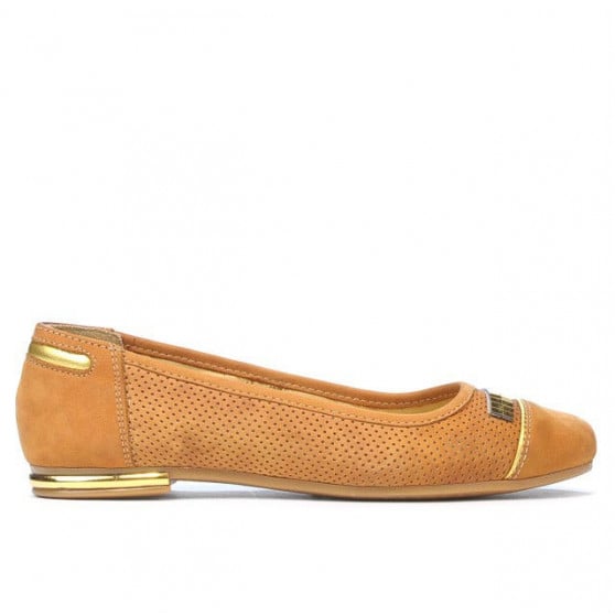 Damen-Ballerinas 632p, perforiertes braunes Büffelleder Damen-Ballerinas 632p, perforiertes braunes Büffelleder