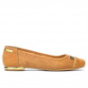 Damen-Ballerinas 632p, perforiertes braunes Büffelleder
