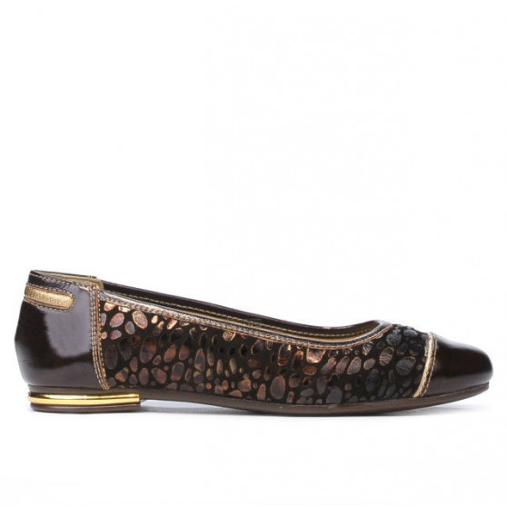 Damen Ballerinas 631 Kombination aus Lack und Kaffee