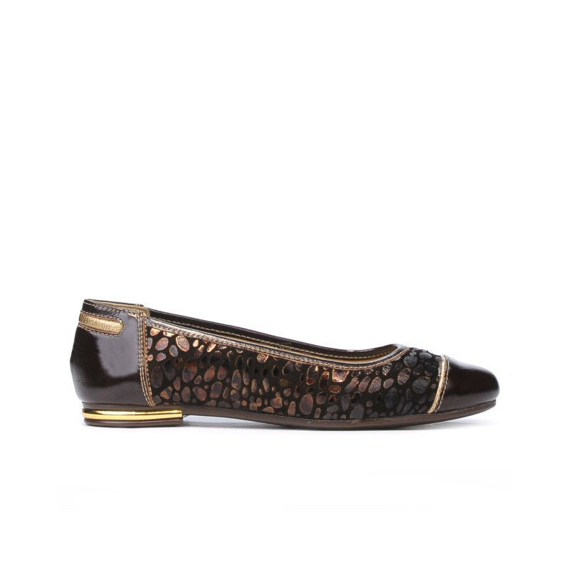 Damen Ballerinas 631 Kombination aus Lack und Kaffee