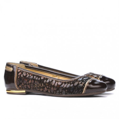 Damen Ballerinas 631 Kombination aus Lack und Kaffee