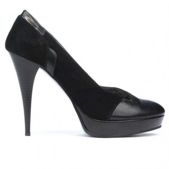 Damen elegante Schuhe 1092 schwarz Antilope kombiniert