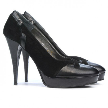 Damen elegante Schuhe 1092 schwarz Antilope kombiniert