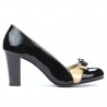 Damen elegante Schuhe 1227 Lack Schwarz+Beige