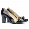 Damen elegante Schuhe 1227 Lack Schwarz+Beige