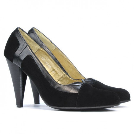 Elegante Damenschuhe 1090 Schwarz Antilope kombiniert