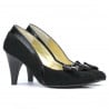Damen Elegante Schuhe 1065 Schwarzes Antilopenleder + Schwarzer Lack