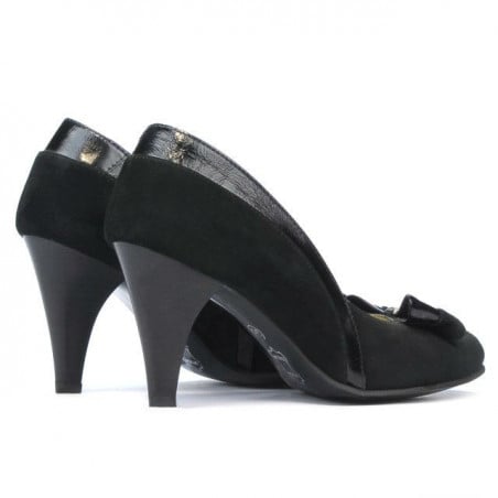 Damen Elegante Schuhe 1065 Schwarzes Antilopenleder + Schwarzer Lack