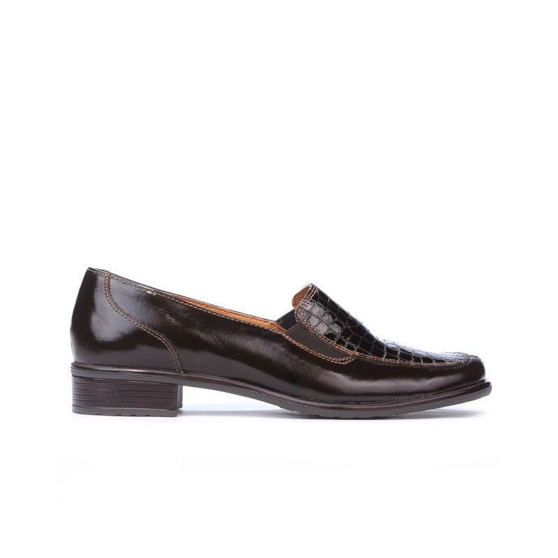 Damen Freizeitschuhe 649 Kroko Lack Kaffee