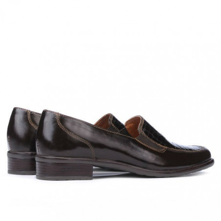 Damen Freizeitschuhe 649 Kroko Lack Kaffee