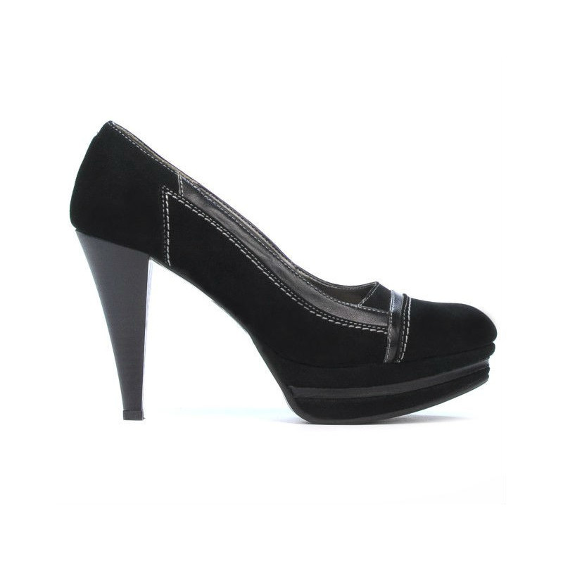 Elegante Damenschuhe 1094 schwarze Antilope kombiniert