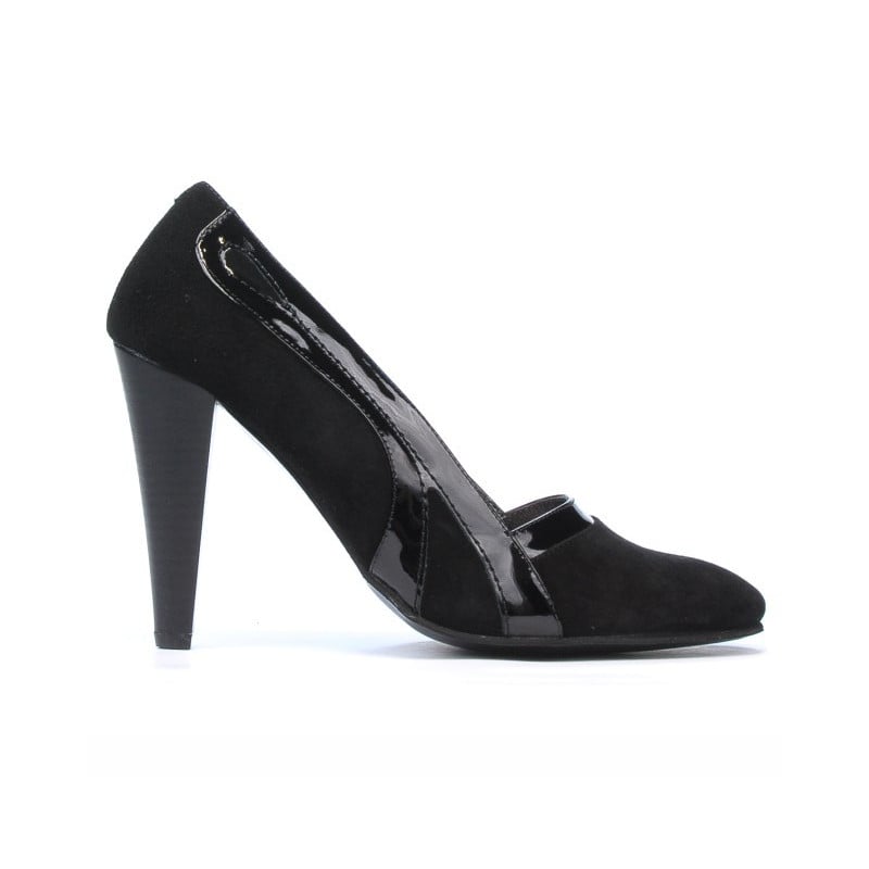 Elegante Damenschuhe 1208 schwarz Antilope+schwarzer Lack