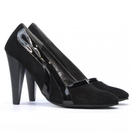 Elegante Damenschuhe 1208 schwarz Antilope+schwarzer Lack