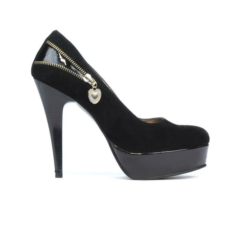 Elegante Damenschuhe 1201 schwarz Antilope kombiniert