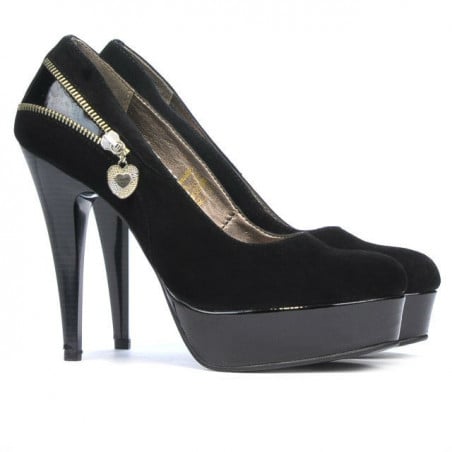Elegante Damenschuhe 1201 schwarz Antilope kombiniert