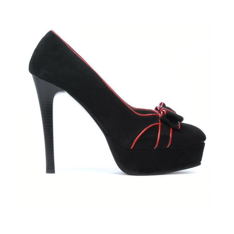 Elegante Damenschuhe 1095 schwarz Antilope+rot