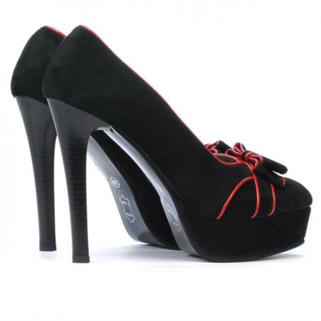 Elegante Damenschuhe 1095 schwarz Antilope+rot