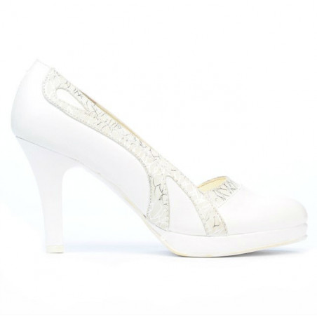Elegante Damenschuhe 1208pl weiß kombiniert