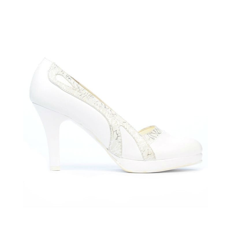 Elegante Damenschuhe 1208pl weiß kombiniert