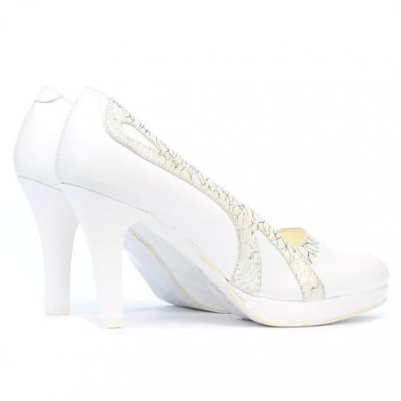 Elegante Damenschuhe 1208pl weiß kombiniert