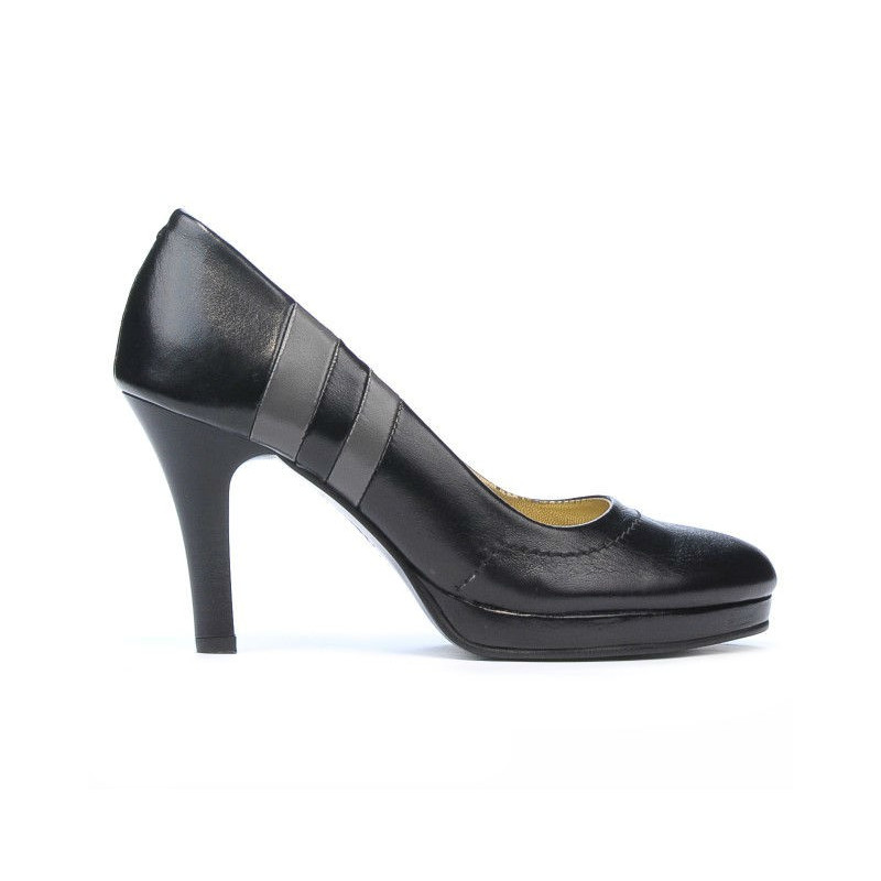 Elegante Damenschuhe 1086 schwarz+grau