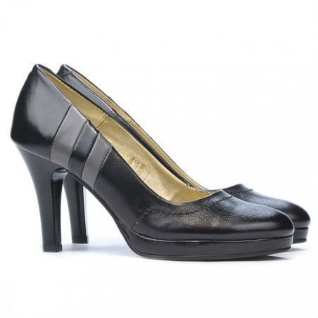 Elegante Damenschuhe 1086 schwarz+grau