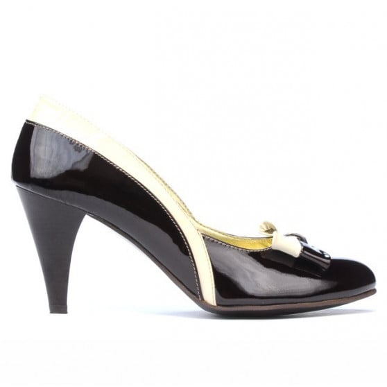 Damen elegante Schuhe 1065 Lack Bordeaux+Beige