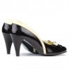 Damen elegante Schuhe 1065 Lack Bordeaux+Beige